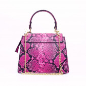 Geanta dama piele naturala cu textura sarpe DiAmanti Adele Snake Fucsia